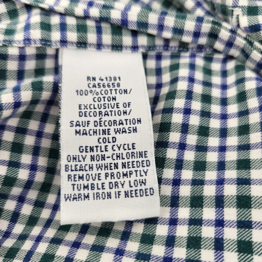 Polo Ralph Lauren‎ Slim Fit Mens Green Blue White Long Sleeve Plaid Shirt Medium